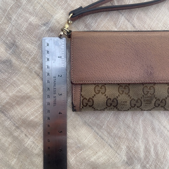 Gucci leather canvas wristlet wallet rare pink monogram bag clutch vintage - Picture 7 of 17